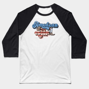 American Girl Distressed Aesthetic Baseball T-Shirt